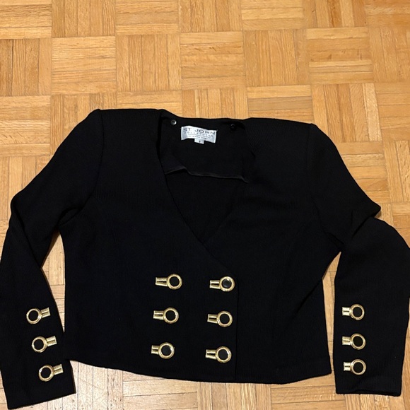 St. John Jackets & Blazers - St.John collection Black Cropped Blazer with Gold Accents